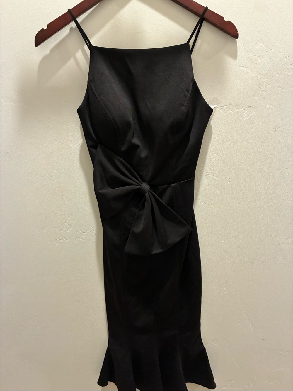 Classic Black Bow-Accent Slip Dress - Women size XS